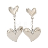 Heart Brass Dangle Stud Earrings EJEW-M258-68P-1