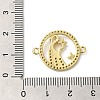 Rack Plating Brass Micro Pave Clear Cubic Zirconia Connector Charms KK-K377-23G-3