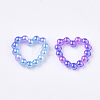 Rainbow ABS Plastic Imitation Pearl Linking Rings OACR-T015-04-06-2