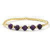 Natural Amethyst & Brass Round Beads Stretch Bracelets for Women VT5257-2-1