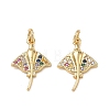 High Polished Ocean Brass Micro Pave Clear Cubic Zirconia Pendants CU-CBAF3CF-02O-02-1