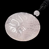 Natural Rose Quartz Tree of Life Pendant Necklace with Nylon Rope NJEW-H009-03-03-4