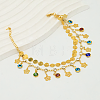 Bohemian Brass Round Coin Evil Eye Tassel 2-Strand Anklets for Women BL2252-3