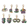 8Pcs 8 Styles Carnival/Mardi Gras Theme Alloy Enamel & Glitter Powder Pendants Decoration HJEW-JM02997-2