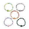 Dyed Synthetic Turquoise & ABS Plastic Imitation Pearl Beads Stretch Bracelets for Women BJEW-JB13641-2