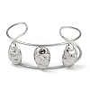 Non-Tarnish 304 Stainless Steel Wide Hollow Textured Horse Eye Opaen Cuff Bangles BJEW-Q348-06P-01-2