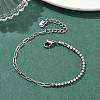 304 Stainless Steel Paperclip Chain & Rhinestone Cup Chains  Bracelets for Women BJEW-D456-06P-2