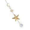 304 Stainless Steel Starfish & Round Glass Hanging Suncatchers HJEW-JM05037-2
