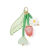 Glass with Opaque Acrylic Baeded Pendants PALLOY-MZ01190-2