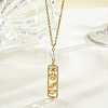 Brass Micro Pave Clear Cubic Zirconia Hollow Rectangle with Evil Eye and Paw Print Pendant Necklaces with Imitaiton Pearl Beads WG253F6-01-1