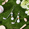 2Pcs 2 Styles Golf Plastic & Alloy Pendant Decorations HJEW-BM0001-40-4