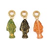 Brass Resin & Enamel European Dangle Charms KK-CBA217A-07G-1