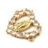Brass Pave Clear Cubic Zirconia Heart with Virgin Connector Charms KK-I360-035G-2
