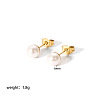 Elegant Titanium Steel Imitation Pearl Stud Earrings NB5919-2-1