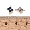 Brass Pave Cubic Zirconia Flower Links Connector Charms KK-K427-04G-3