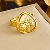 304 Stainless Steel & Paua Shell Finger Rings WG99608-03-1