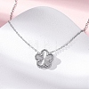 304 Stainless Steel Flower Pendant Cable Chain Necklaces for Women NJEW-U032-08P-2