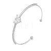 Brass Micro Pave Clear Cubic Zirconia Cuff Bangles KK-D112-04P-2