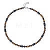 6MM Round Natural Tiger Eye and Column Natural Lava Rock Beaded Necklaces for Women Men LV4865-4-1
