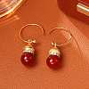 Natural Carnelian & Brass & Cubic Zirconia Dangle Earrings WGAC9F4-03-1