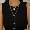Minimalist European Style Stainless Steel & Alloy Heart Pendant Snake Chain Y-Shaped Double Layer Necklace for Women Daily Wear Gift ZC6698-2-4