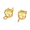 Brass Pave Cubic Zirconia Flat Round Connector Charms KK-P347-01G-4