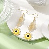 Evil Eye Natural Citrine Chip & Seed Beads Dangle Earrings EJEW-MZ00166-02-2