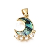 Brass Micro Pave Clear Cubic Zirconia Pendants CU-CBAF50C-03A-G-1