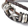 PU Leather & Waxed Cords Triple Layer Multi-strand Bracelets BJEW-G709-01A-2