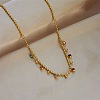 316 Surgical Stainless Steel Pave Colorful Cubic Zirconia Ball Chain Flat Round Tassel Necklaces FS-WGDEC77-01-2