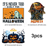 3Pcs 3 Style Halloween Theme Tombstone & Word Pet Film with Hot Melt Adhesive Heat Transfer Film DIY-CN0001-41-3