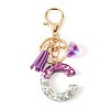 Alloy Resin Heart Keychains KEYC-TADJ0002-01G-C-1