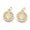 Brass Micro Pave Clear Cubic Zirconia Charms ZIRC-Q024-04G-2