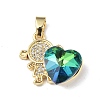 Real 18K Gold Plated Rack Plating Brass Micro Pave Clear Cubic Zirconia Pendants KK-C015-23G-09-1