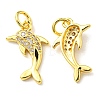 Rack Plating Brass Micro Pave Clear Cubic Zirconia Pendants KK-D036-23G-1