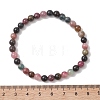 Round Natural Multicolor Tourmaline Beads Stretch Bracelets for Women Men BJEW-JB13524-2