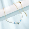Synthetic Turquoise Chip and Rice Natural Pearl Beaded Necklaces GG-CBA3297-15G-D-3