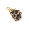 Natural Black Stone Pendants PALLOY-JF03396-03-3