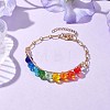 Rainbow Color Faceted Round Glass Beaded Bracelets BJEW-JB10668-2