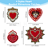 DICOSMETIC 4Pcs 4 Style Heart Beading Sequin Rhinestone Costume Accessories DIY-DC0002-69-2