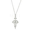 304 Stainless Steel Lotus Pendants Necklaces NJEW-JN04561-01-2