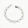 304 Stailess Steel Heart to Heart Link Chain Bracelets BJEW-N280-12P-1