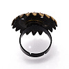 Adjustable Alloy & Iron & Rhinestone Bezel Cup Ring Base with Rotatable Tray MAK-T012-15AB-3
