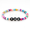 Rainbow Acrylic & Glass Beads Stretch Bracelets BR6645-2-2