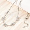 Brass Micro Pave Clear Cubic Zirconia Double Horn and Round Beaded Necklaces KK-CBA4547-06P-2