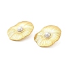 304 Stainless Steel Shell Pearl Flower Stud Earrings for Women EJEW-U020-21G-2