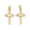 Brass Micro Pave Clear Cubic Zirconia Pendants CU-CBAA571-17G-1