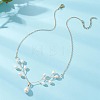 Natural Pearl Deer Pendant Brass Cable Chain Necklaces for Women NJEW-TA00230-1