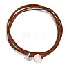 Flat Round & Oval Alloy Pendant Suede Cord Multi-Layer Choker Necklaces for Women FS-WG2F217-02-2