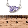 Brass Pave Cubic Zirconia Rectangle and Heart Pendant Cable Chain Necklaces KK-CBAB173-04P-07-5
